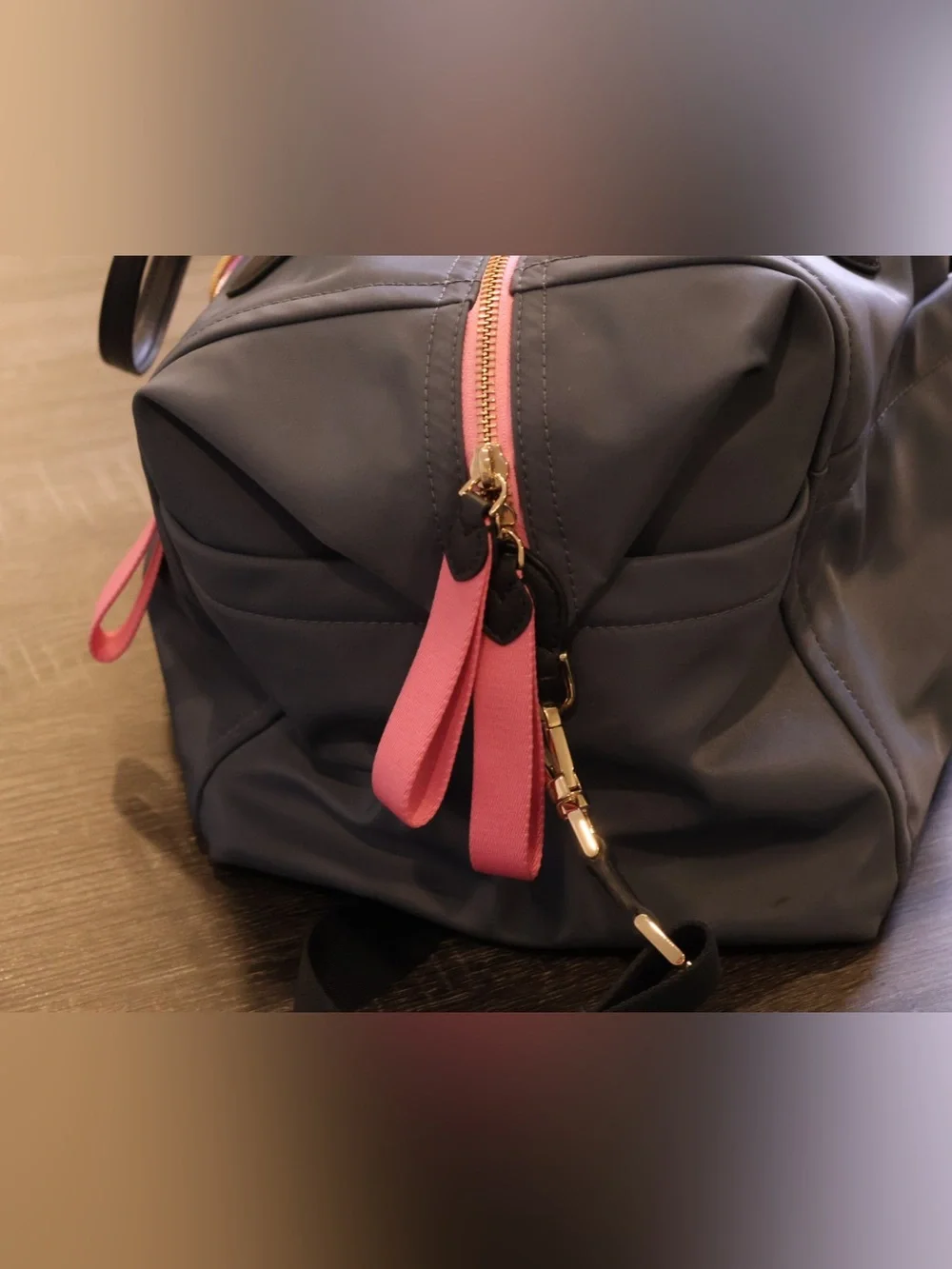 Kate Spade New York Navy Nylon Weekender Duffel Travel Carry-On Bag Pink Zip